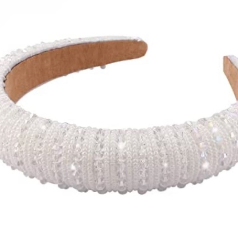 White Headband Beaded Headband